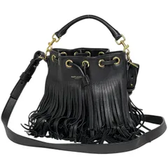 サンローランパリ SAINT LAURENT PARIS エマニュエル ハンドバッグ ロゴ 2WAY ショルダーバッグ フリンジ 巾着型 ハンドバッグ レザー ブラック 357603 レディース 【中古】のサムネイル