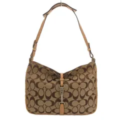 コーチ COACH ハンドバッグ 肩掛け キャンバス レザー シグネチャー 総柄 茶 ブラウン 6091 /FF ■GY13