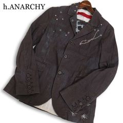 h.NAOTO エイチナオト h.ANARCHY 通年★ ストライプ スカル・スパイダー ジャケット Sz.F レディース パンク ゴスロリ
