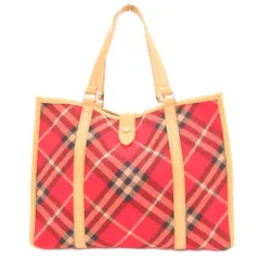 バーバリーブルーレーベル BURBERRY BLUE LABEL ハンドバッグ チェック柄 キャンバス レザー 赤 レッド /JS ■GY11