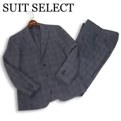 SUIT SELECT スーツセレクト 春夏 背抜き★ チェック柄 ビジネス スーツ セットアップ Sz.AB4 メンズ グレー