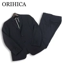 ORIHICA オリヒカ 春夏 背抜き★ シルク混 ビジネス ストライプ セットアップ スーツ Sz.90Y4 メンズ ネイビー