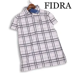 【新品 未使用】 FIDRA フィドラ 春夏 ロゴ刺繍★ 半袖 チェック ゴルフ ポロシャツ 日本製 Sz.M レディースのサムネイル