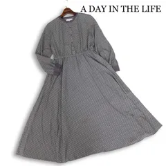 A DAY IN THE LIFE ユナイテッドアローズ 通年★ 総柄 長袖 ピンタック ロング ワンピース Sz.38 レディース