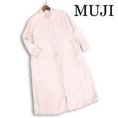 MUJI 無印良品 春夏★ 麻100％ リネン 長袖 ロング シャツ ワンピース Sz.L レディース