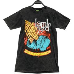 Lamb of God ラムオブゴッド バンドTシャツ メンズM 新品未使用 PRAY FOR THE CLEANSING スカル 骸骨 両面プリント ブラック ウォッシュ加工【Tシャツ】/ IA258