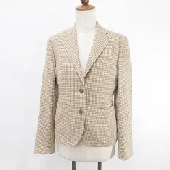 ザ・スーツカンパニー THE SUIT COMPANY ジャケット テーラードジャケット シングル 2B チェック 千鳥柄 ウール 総裏 ベージュ ブラウン 40