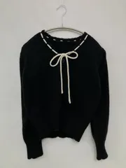 カーディガン/ボレロ ブラック 無地 リボン ショート丈 長袖