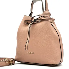 美品 FURLA フルラ 2way コスタンザ ショルダーバッグ 巾着 レザー ロゴ ピンク 正規品 レディース 斜め掛け