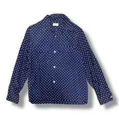 BUTCHER PRODUCTS ドット柄オープンカラーシャツ 開襟 長袖シャツ ブッチャープロダクツ ネイビー XS （92258A）のサムネイル