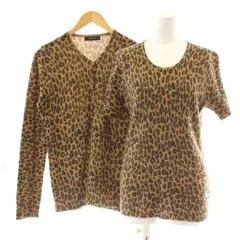 インゲボルグ INGEBORG カーディガン ウール M 茶色 レオパード柄 長袖 半袖 /DU ■ECC002