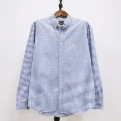 Ralph Lauren ラルフローレン ブルー ギンガムチェック ボタンダウン シャツ メンズ オーバーサイズ
