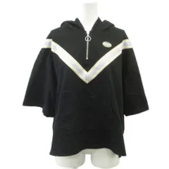 レピピアルマリオ repipi armario パーカー フーディー L 黒 ブラック 半袖 ハーフジップ カットソー /PP ■ECD001