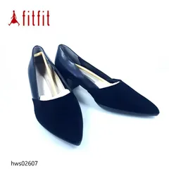 極美品 fitfit フィットフィット 25cm ポインテッドパンプス 84043 ブラック 黒 本革 スエード 切り替え チャンキーヒール 太ヒール 外反母趾 軽量 痛くない 疲れにくい 通勤 通学 式典 定番 人気モデル hws02607