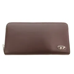 ディーゼル DIESEL 長財布 ロングウォレット レザー ラウンドファスナー メタルDロゴ 茶 ブラウン /UO ■GY11