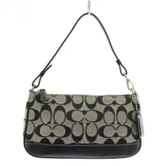 コーチ COACH ハンドバッグ ワンショルダー キャンバス レザー シグネチャー 黒 ブラック 6094 /XZ ■GY11