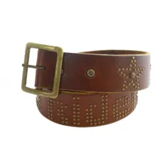 エイチティーシー HTC HOLLYWOOD TRADING CO スタッズベルト バックボーン レザー ロゴ スター 38 茶 ブラウン ■GY35 /MQ