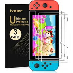 【3枚入り】 iVoler Switch 用 保護 ガラスフィルム スイッチ 強靭9H 3Dラウンドエッジ加工 撥水撥油 気泡防止 指紋防止 飛散防止 ピタ貼り 貼付道具付 自己吸着 9H 1