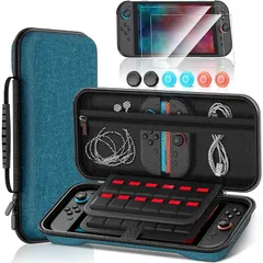 Switch 2 用 ケース 収納ケース Switch 2 保護フィルム 2枚+スイッチ2 保護カバー+スティックキャップ6枚 スイッチ2 保護ケース 大容量 収納バッグ 24ゲームカードスロット全面保護 高耐久性 キズ防止 耐衝撃 Switch2 対応  1