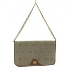 クリスチャンディオール Christian Dior ショルダーバッグ ベージュ 茶 ブラウン ロゴ ハニカム柄 ゴールドチェーン /KW ■GY11