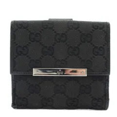 グッチ GUCCI 財布 二つ折り GGキャンバス レザー Wホック 総柄 黒 ブラック 112664・0416 /XZ ■GY11