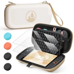 【2025 登場 ケースセット】Switch 2 対応 ケース収納バッグ 保護フィルム 2 枚 + スティックカバー 4 枚付き ドット付きハニカムパネル画面保護 防塵防水耐衝撃 大容量 ゲームカード 10 枚収納 コントローラー/ドック/ケーブル携帯可能 0