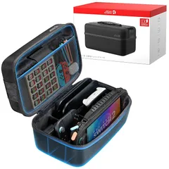 JSAUX Switch 2 用 キャリングケース｜大型ハードシェル仕様トラベルケース｜セパレート式小型コンソールケース付き（単独使用可・ゲームカード12枚収納）｜アクセサリー収納対応｜ブラックカラー [並行輸入品] 1