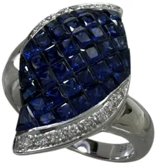 19号 ミステリーサファイア 4.86ct ダイヤモンド 0.15ct リング・指輪 K18WGホワイトゴールド 18金  9.2g レディース 【中古】【真子質店】【NN】