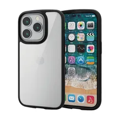 【新品】 エレコム iPhone 14 Pro ケース カバー 耐衝撃 衝撃吸収 ガラスケース 背面ガラス 硬度9H TOUGH SLIM LITE ストラップホール付き ブラック PM-A22CTSLFCGBK 1