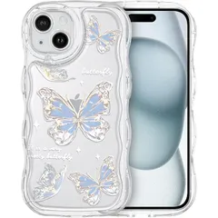【新品】 MuZiF iPhone 14 用 ケース クリア 可愛い ちょう ウェーブ TPUソフトケース 透明 かわいい 韓国 薄くて軽い 人気 おしゃれ 耐衝撃 携帯カバー アイフォン14 用 スマホケース (iPhone 14,??蝶） 1