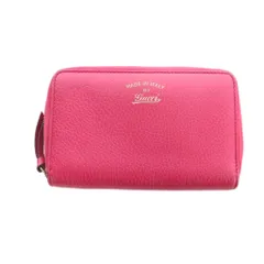 グッチ GUCCI 二つ折り財布 ウォレット ラウンドファスナー レザー 型押しロゴ ピンク ■GY18 /MQ ■OH