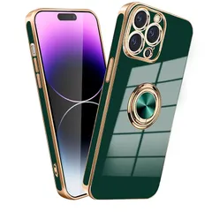 【新品】 MiaoKeDa ケース 用のiPhone 14 Pro リング 耐衝撃 いphone14Pro リング付き スマホケース TPU 車載ホルダー ストラップホール付き メッキ加工 カバー ダークグリーン