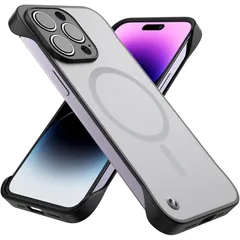 【新品】 iPhone14promaxケース magsafe対応 フレームレス マグセーフ ケース frameless case 新型 薄型 軽量 黄ばみなし レンズ保護 スリム グリップ感 持ちやすい ワイヤレス充電 MagSafe 対応 6.7インチ  0