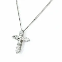 クロスモチーフ ネックレス プラチナ メレダイヤ ペンダント 十字架 ネックレス Pt900 Pt850 ダイヤモンド レディース 【中古】