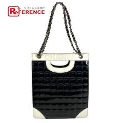 CHANEL シャネル ショルダーバッグ ロゴ チョコバー  エナメル/レザー ブラック