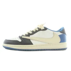 ナイキ NIKE × トラヴィススコット Travis Scott × フラグメントデザイン fragment design Air Jordan 1 Low OG SP Military Blue スニーカー US8 26㎝ 白 黒 青 DM7866-140