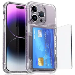 【新品】 MuZiF iPhone 14 Pro 用 ケース クリア カード収納 米軍MIL規格の保護 耐衝撃構造 黄変防止 擦り傷防止 透明 PC 背面クリア アイフォン アイフォン14 Pro 用 カバー クリアケース(iPhone14 Pro,クリア 0