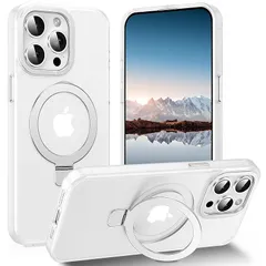 【新品】 iPhone 14 Pro 用 ケース magsafe対応 ワイヤレス充電 耐衝撃 米軍MIL規格 耐久性 マット感 半透明 滑り止め 指紋防止 カメラレンズ保護 スタンド機能【縦横両対応・角度調整】アイフォン 14Pro 用 ケース 6.1イン 0