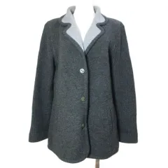 マダムジョコンダ MADAM JOCONDE ニットジャケット ウールカシミヤ MJ-11 チャコールグレー ライトグレー /X