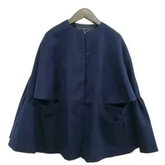 セブンテンバイミホカワヒト SEVEN TEN by MIHO KAWAHITO 22SS 6A601 ノーカラー ポンチョ コート ジャケット 美品 XS ネイビー
