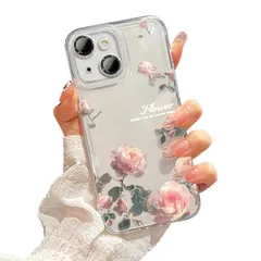 【新品】 KeKeYou iPhone 14 用 ケース クリア 可愛い バラ本 花柄 TPUソフトケース 透明 かわいい 韓国 ケース 薄くて軽い 女の子 女性人気 おしゃれ スマホケース 耐衝撃 携帯カバー iPhone14 用 クリアケース (iPh 0