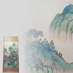 真作/光宣/蓬莱山図/山水/鶴/花鳥/桐共箱二重箱付/布袋屋掛軸A-296 真作/光宣/蓬莱山図/山水/鶴/花鳥/桐共箱二重箱付/布袋屋掛軸A-296