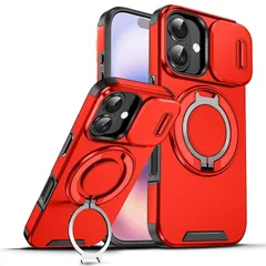 【新品】 Cakublse いphone14pro Max 用 ケース Magsafe対応 PC + TPU 二重保護 カメラの保護 落下防止 米軍MIL規格 耐衝撃 iPhone 14 Pro Max対応 スマホケース リング付き スタンド付き レッド  1