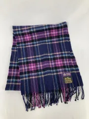 Elen Prince マフラー パープル ウール・ニット チェック柄 フリンジ