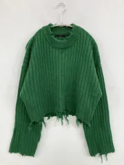EMODA エモダ ニット/セーター F グリーン 無地 ナイロン ショート丈 長袖 クルーネック(丸首)