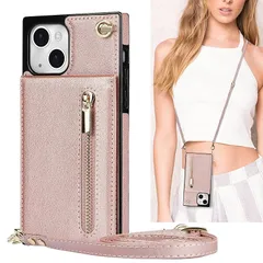 【新品】 iCoverCase ショルダーケース 適用 iPhone 14 用 ケース ショルダー 背面フリップ クロスボディ アイホイン14 スマホケース iphone14 アイフォン14 斜め掛け カード チェーン ファスナー型 ストラップ付き カバー 0