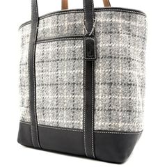 COACH y2k woolleathertotebag コーチ ヴィンテージ ウールレザートートバッグ プラット柄 型番5783 グレー