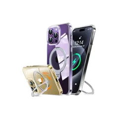 【新品】 【極限透明感！360°回転スタンド】Rosycover iPhone 14 Pro Max 用 ケース クリア Magsafe 対応 [定点回転スタンド・超絶安定性][極透明・美しさを還元]ストラップホール付き マグセーフ ワイヤレス充電対応 ア 1