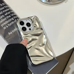 【新品】 iPhone 14 用 ケース シワみたい 立体 凸凹 シルバー メタリック 韓国 かわいい クール スマホケース ストリート ランキング おしゃれ シンプル ソフト いphone ケース ギャル メンズ 人気 TPU アイフォンケース 耐衝撃 0