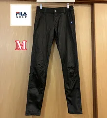 FILA GOLF　フィラゴルフ レディース　ゴルフパンツ  黒×グレー 総柄 星 裏起毛 ウエスト紐付き一部ゴム  サイズM